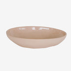 The JS Ceramics Large Oval Bowl in Pink Sand on a blank background