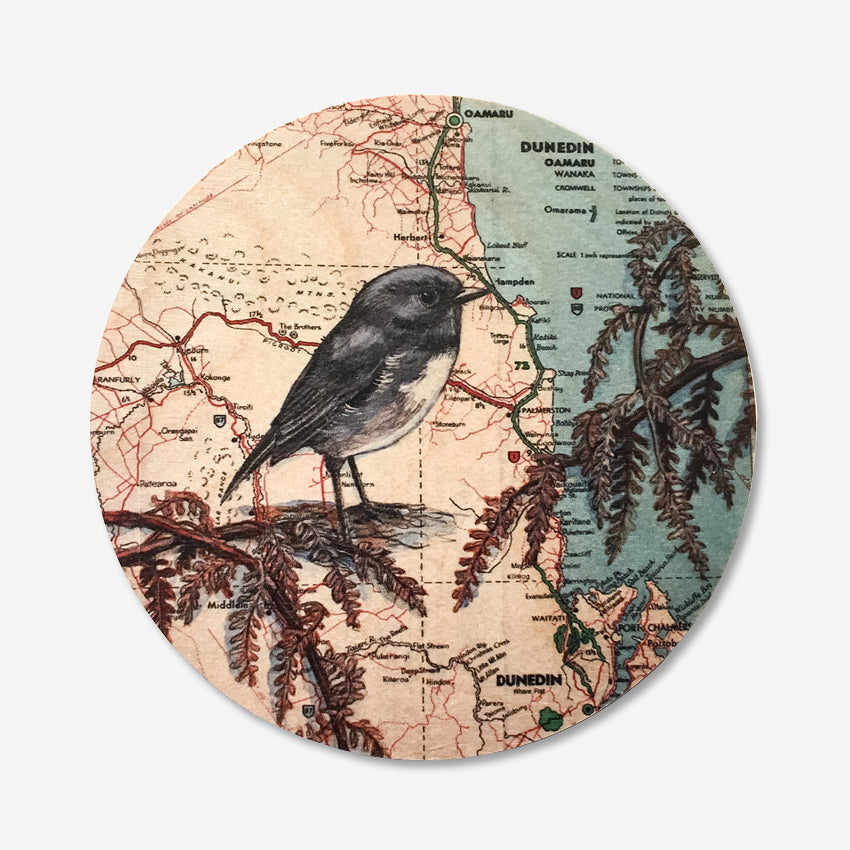 The Justine Hawksworth South Island Robin Round Ply Wall Art 