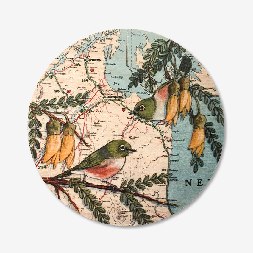 The Justine Hawksworth South Island Silver Eye Round Ply Wall Art 
