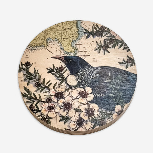 Ply Bird Wall Art Round | Tui in Manuka