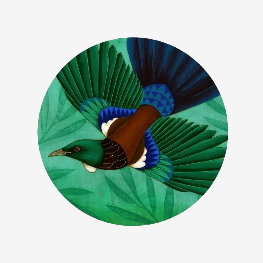 The Kathryn Furniss Fly To Me Coaster on a grey background