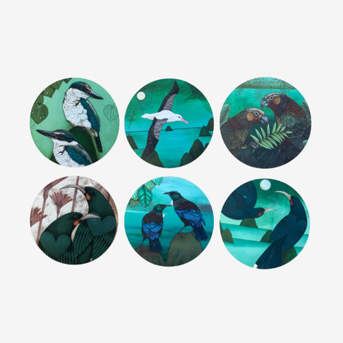 Coasters Set of 6 | Birds of New Zealand