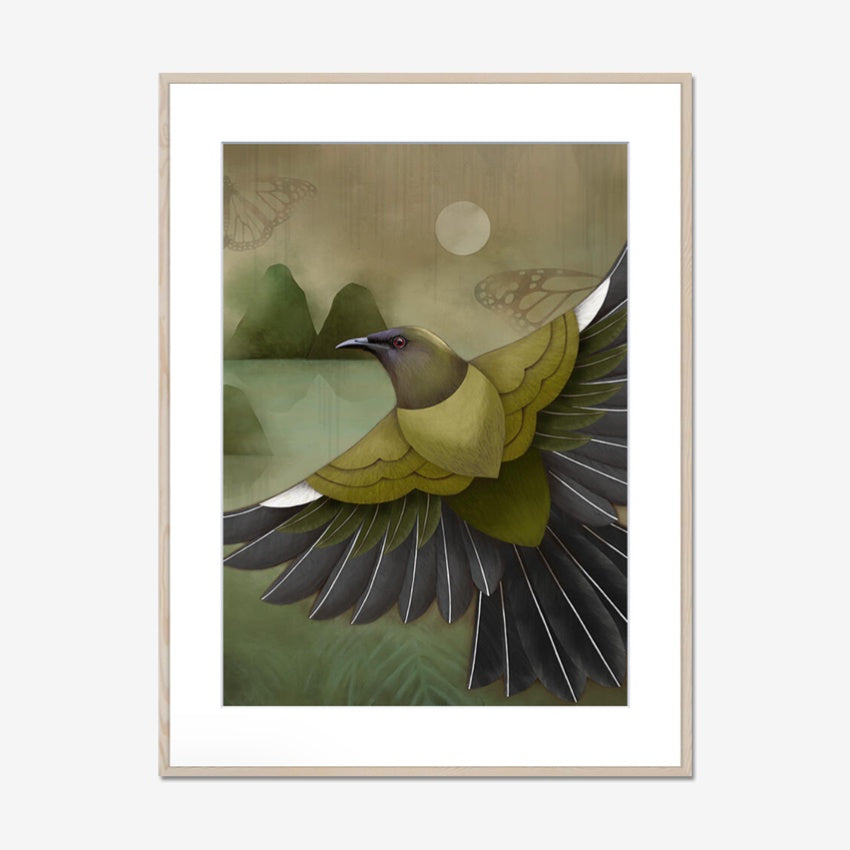 Korimako & Monarch | Art Print | Framed
