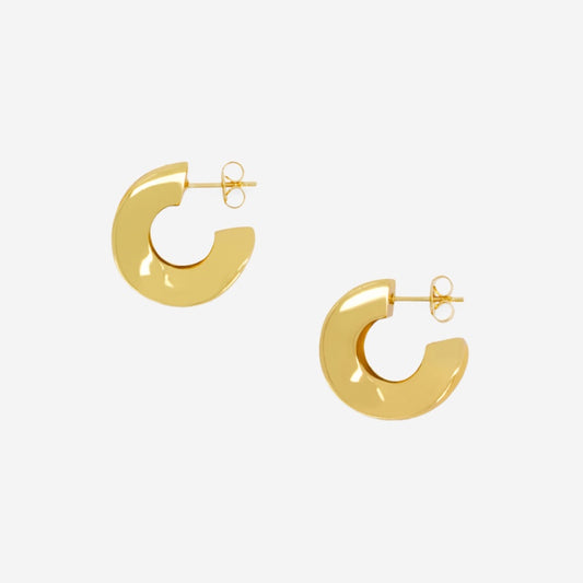 The La Tribe Wishbone Hoops in Gold on a blank background