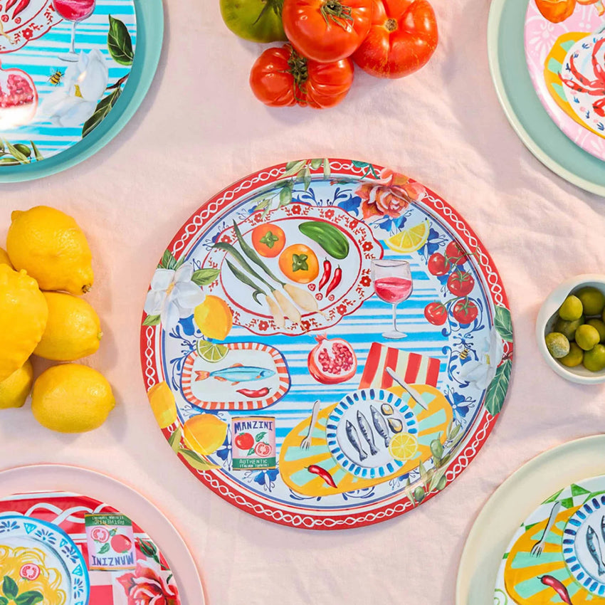 The La La Land Italian Summer Celebration Tray on a table setting