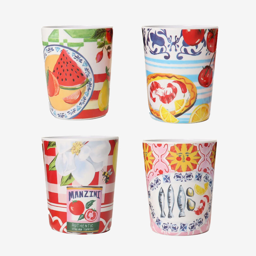 The La La Land Italian Summer Melamine Cup Set on a blank background