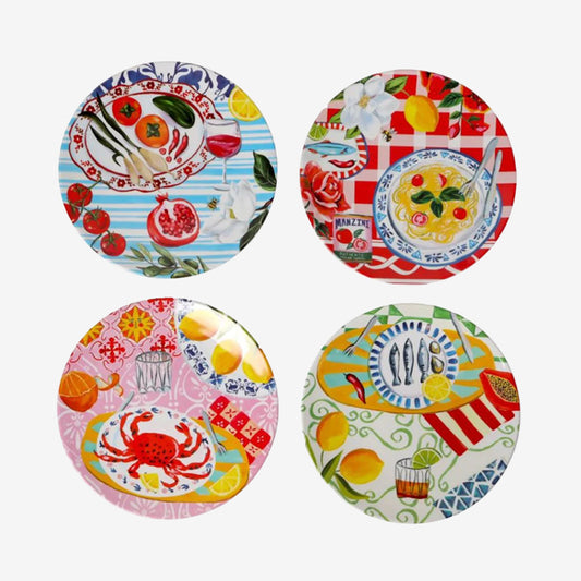 La La Land Italian Summer Melamine Plate Set on a blank background