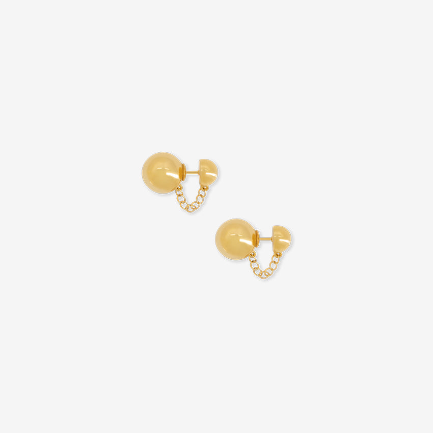 The La Tribe Ball and Chain Studs in Gold on a blank background