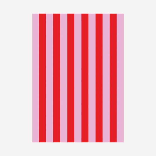 The Lettuce Tea Towel in Pink and Red Bold Stripe on a blank background