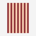 The Lettuce Linen Tea Towel in Peach and Burgundy Bold Stripe on a blank background