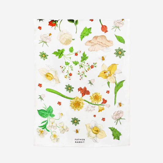 The Lettuce Linen Tea Towel in Vintage Wallpaper on a blank background