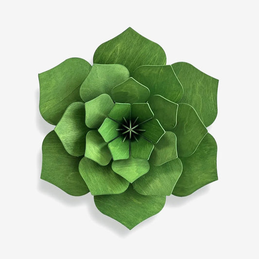 3D Wooden Decor Flower | Forest Green