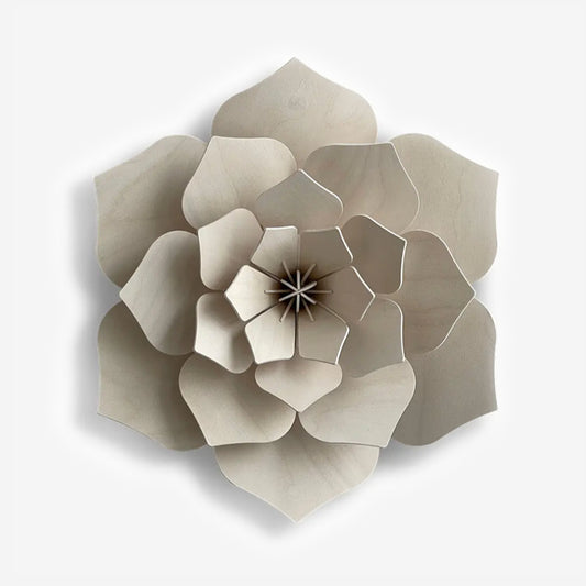 3D Wooden Decor Flower | White