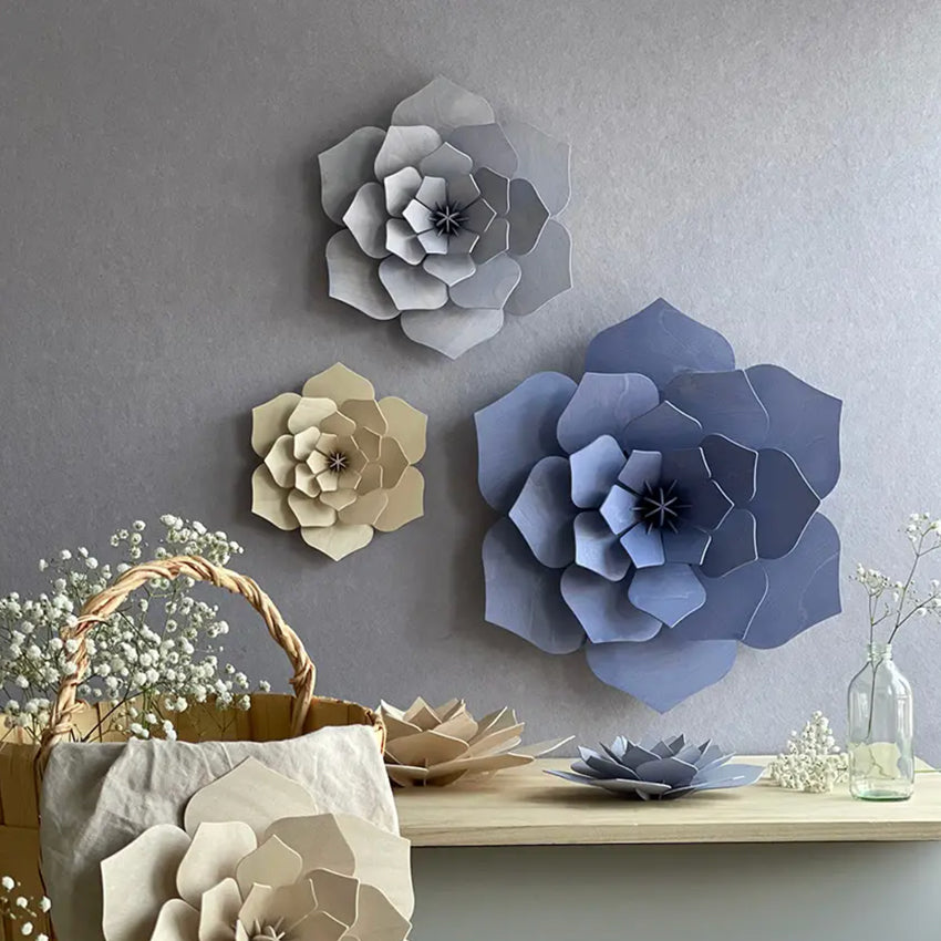 3D Wooden Decor Flower | Lavender Blue