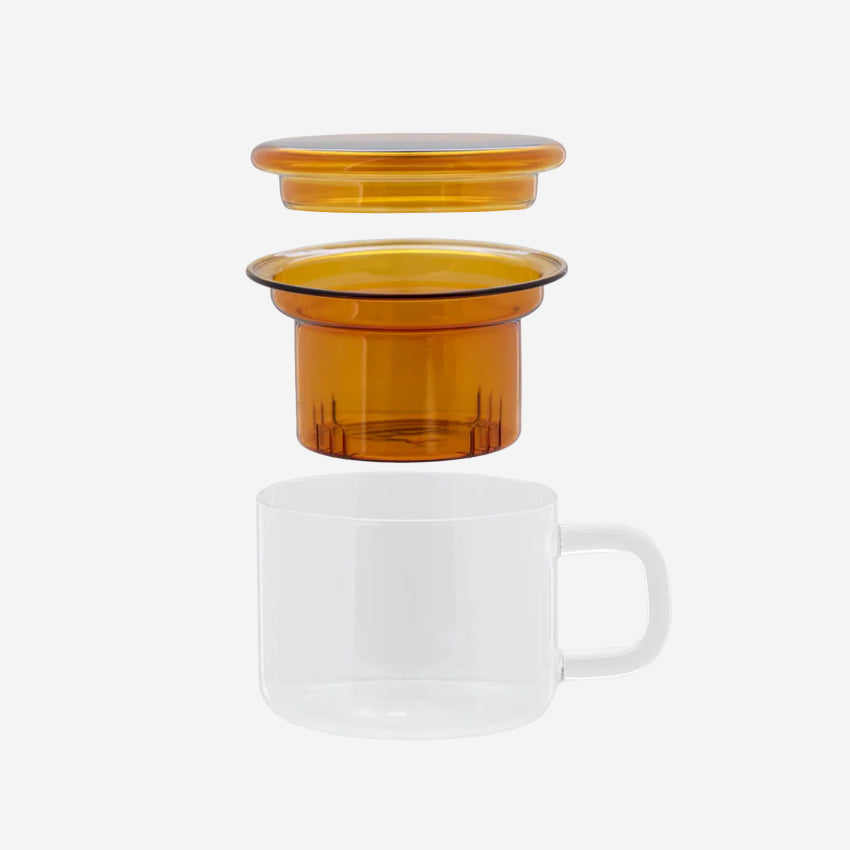 The Maho Cha For One Mug separated in Amber on a blank background