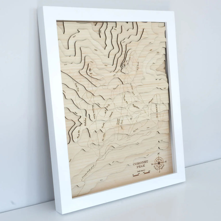 A side view of the Matai Gallery Coronet Peak Map 