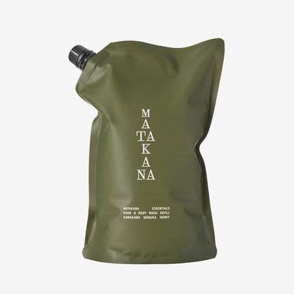 The Matakana Essentials Hand and Body Wash refill pouch on a grey background