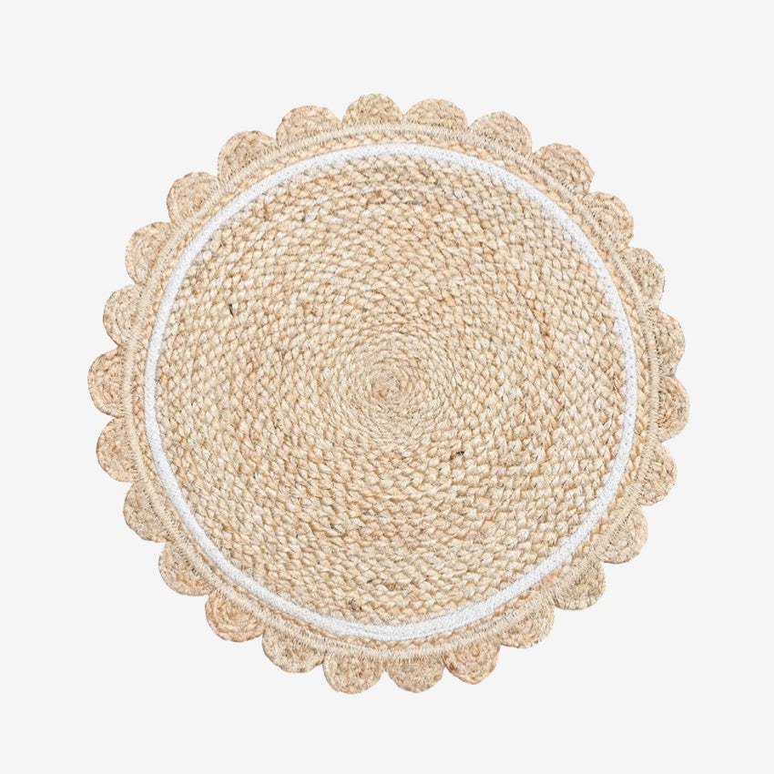 Scalloped Cord Placemat | Natural & White