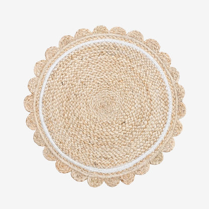 Scalloped Cord Placemat | Natural & White