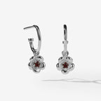 The Meadowlark Posie Signature Hoops in Sterling Silver with African Garnet