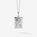 The Meadowlark Amour Necklance with a Pink Sapphire in Sterling Silver on a blank background.