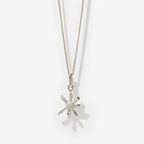 The Meadowlark Daisy Charm Necklace in Sterling Silver on a blank background