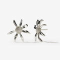 The Meadowlark Daisy Earrings in Medium and Sterling Silver on a blank background