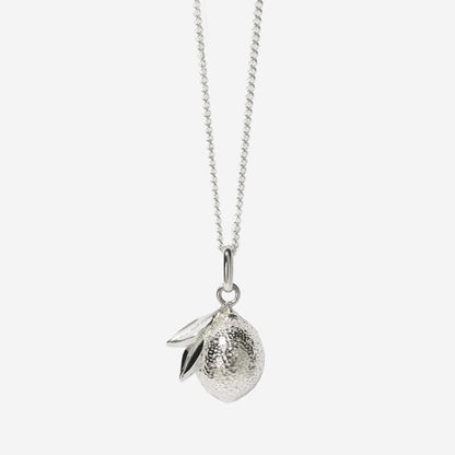 The Meadowlark Lemon Charm Necklace in Silver on a blank background