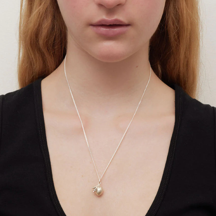 The Meadowlark Lemon Charm Necklace in Silver on a model