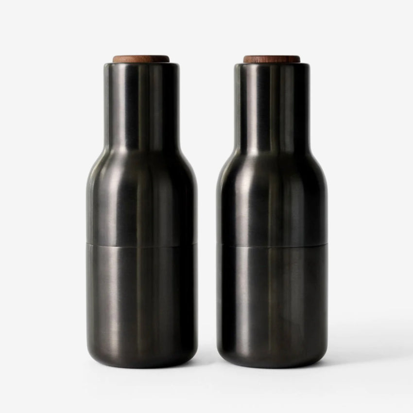 Salt & Pepper Grinders | Bronzed Brass | Walnut Lid