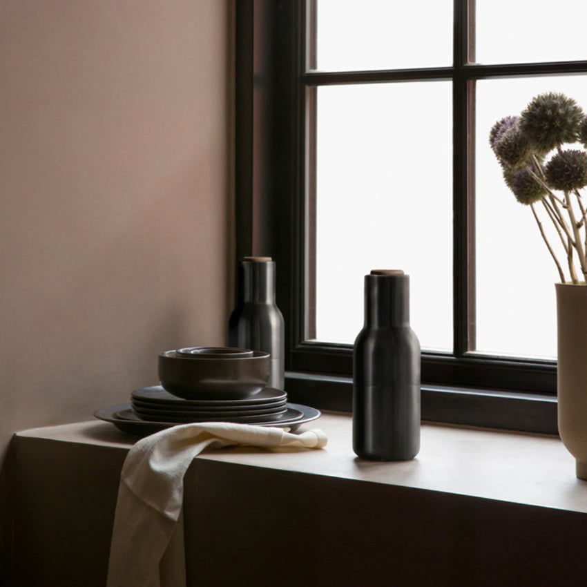 Salt & Pepper Grinders | Bronzed Brass | Walnut Lid