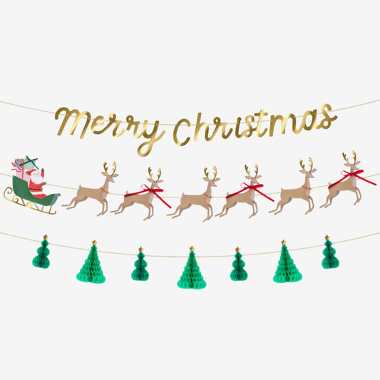 Santa, Sleigh & Reindeer Garland