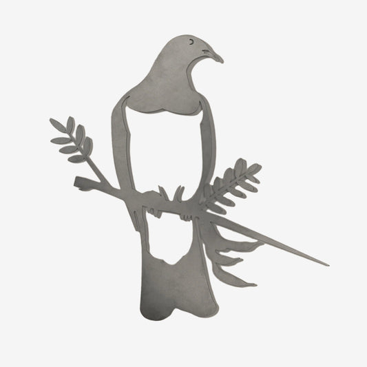 The Metalbird steel Kereru on a blank background