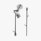 The Metalbird Piwakawaka Plant Stake separated on a blank background