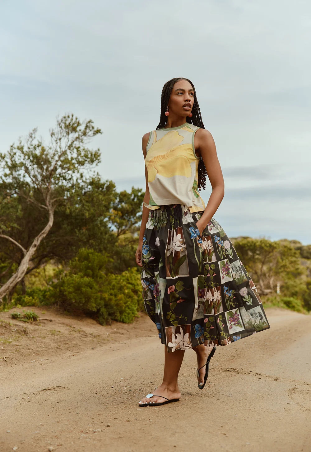 Alma Yoke Skirt | Charcoal Archive Floral
