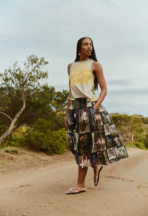 Alma Yoke Skirt | Charcoal Archive Floral