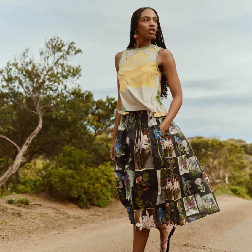 Alma Yoke Skirt | Charcoal Archive Floral
