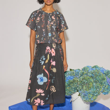 Alma Yoke Skirt | Watercolour Charcoal