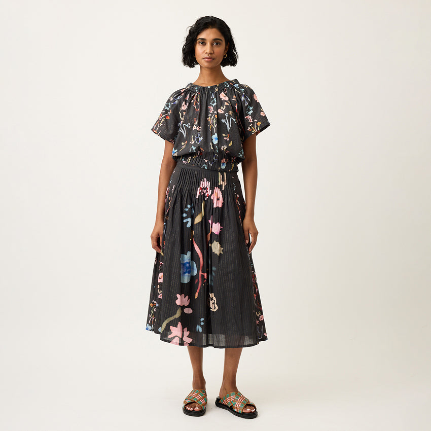 Alma Yoke Skirt | Watercolour Charcoal