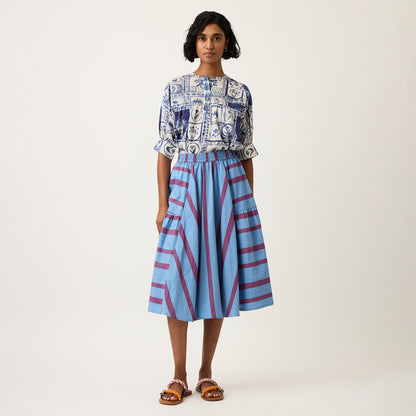 Eula Skirt | Raspberry Stripe