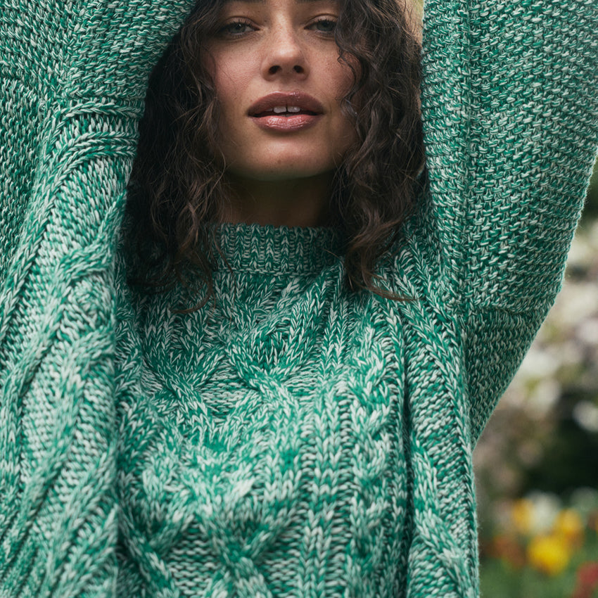 Gigi Cable Knit | Emerald Splice