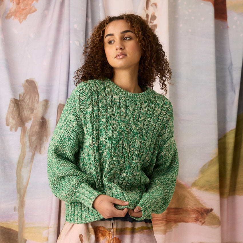 Gigi Cable Knit | Emerald Splice