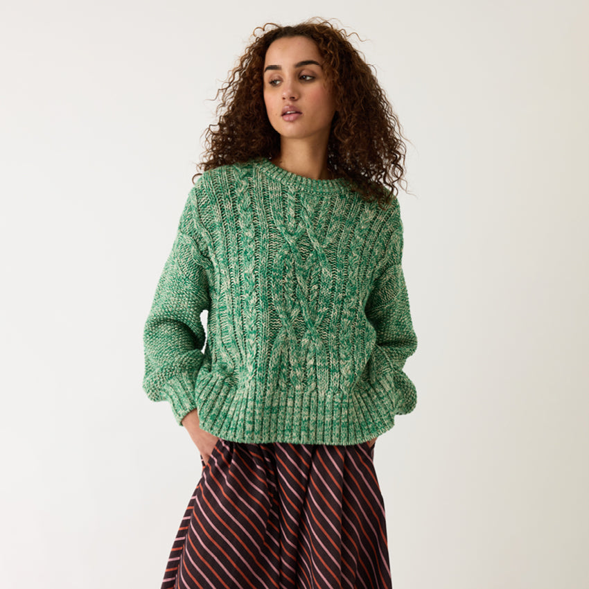 Gigi Cable Knit | Emerald Splice