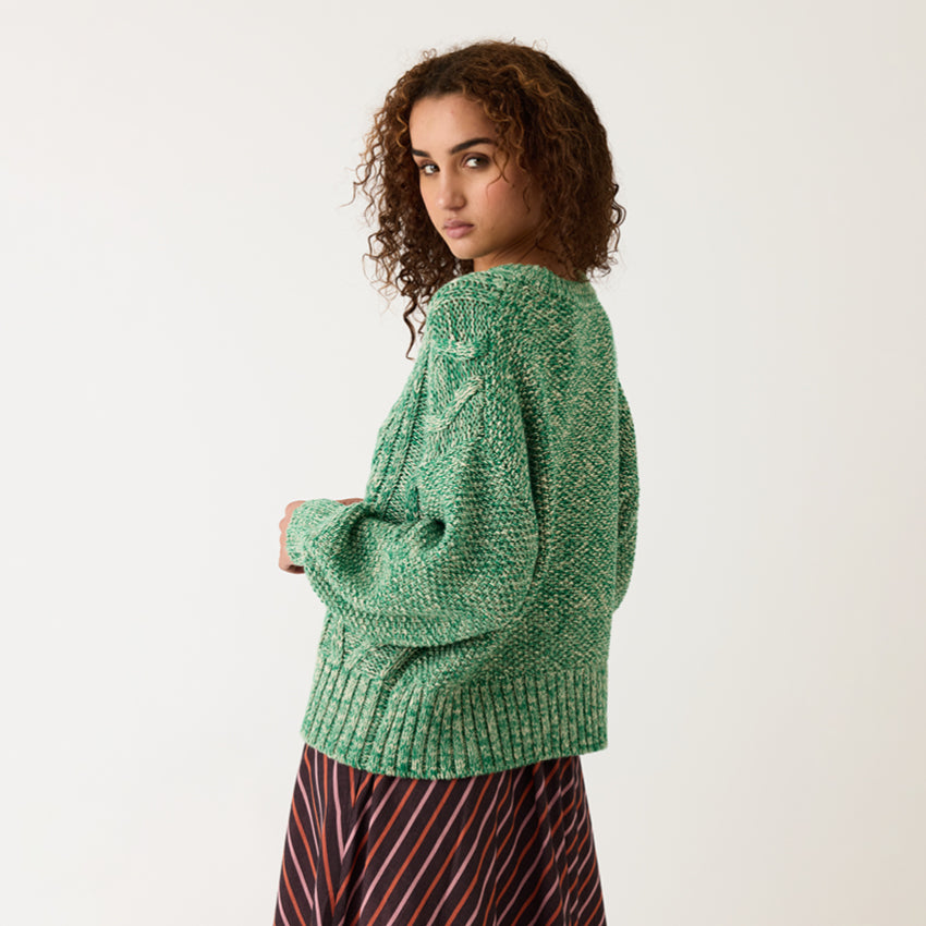 Gigi Cable Knit | Emerald Splice