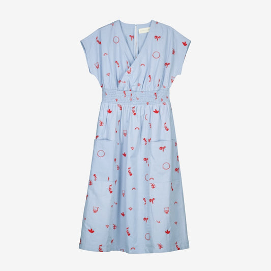The Nancybird Hana Dress in Motif Embroidery on a blank background
