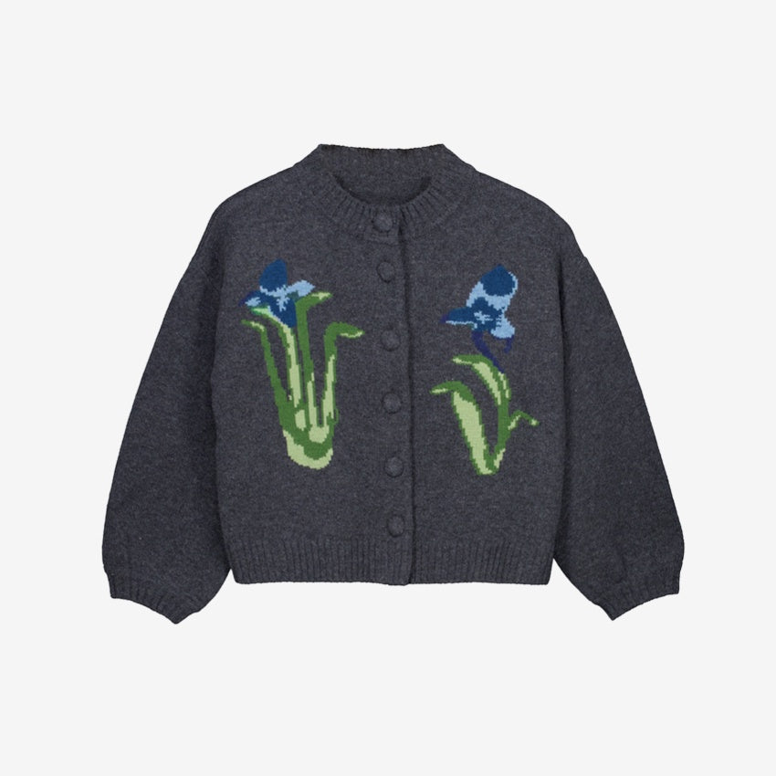 The Nancybird Iris Cardigan on a grey background