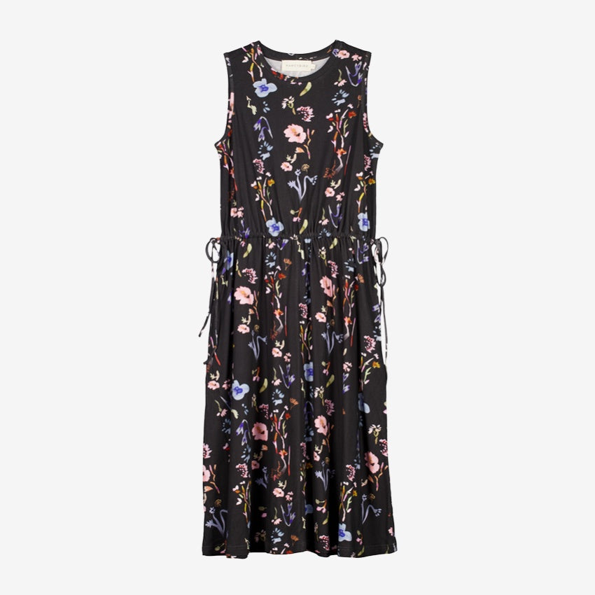 Lidia Tie Dress | Watercolour Charcoal