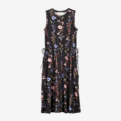 Lidia Tie Dress | Watercolour Charcoal