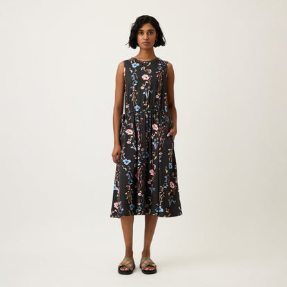 Lidia Tie Dress | Watercolour Charcoal