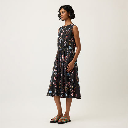 Lidia Tie Dress | Watercolour Charcoal